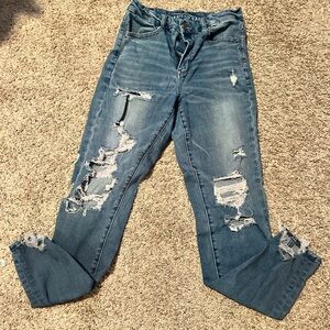 American Eagle Outfitters Ripped Blue Skinny Jeans
